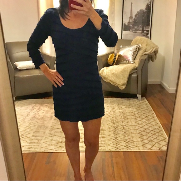 Max Studio Dresses & Skirts - Max Studio Navy Blue Fitted Ruffle Dress Small